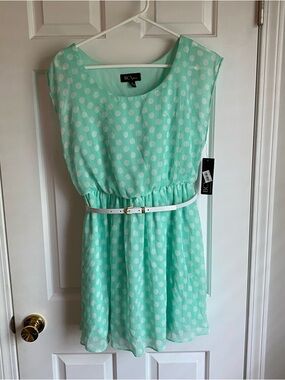 BCX Polka Dot Dress Mint & White NWT M
